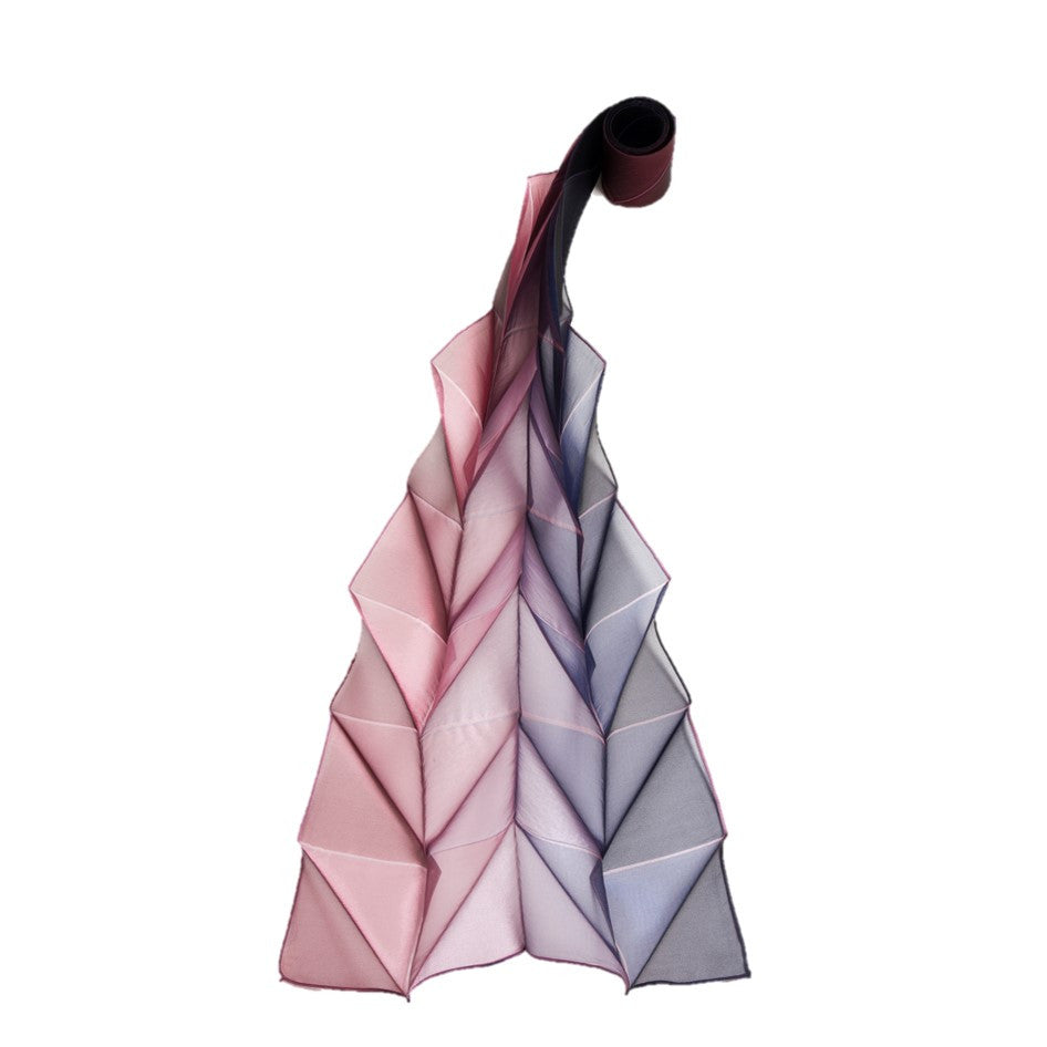 NUNO Scarf: "Origami Pleats" (Pink w/ Navy Shading)
