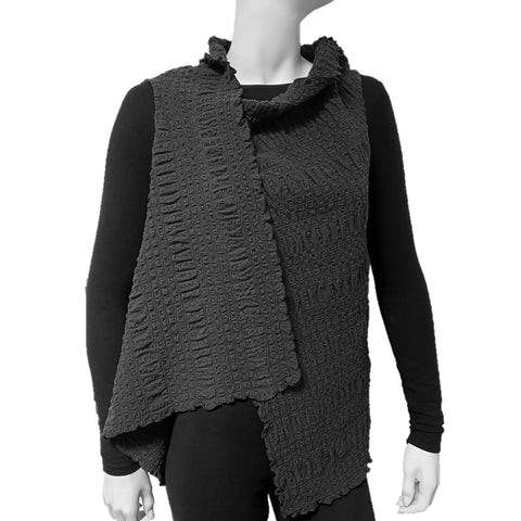 NUNO Unstructured Sleeveless Top: "Continuous Plaid" (Black)