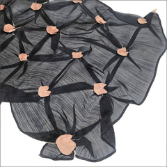 NUNO Scarf: "Tsumami Shibori" (Navy on Pink)