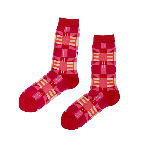 ANTIPAST Socks: "Roll Up" (Red/Beige)