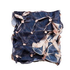 NUNO Scarf: "Tsumami Shibori" (Navy on Pink)