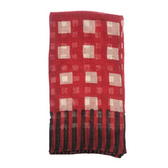 NUNO Scarf: "Box Stripe" (Crimson/Eggshell/Green)