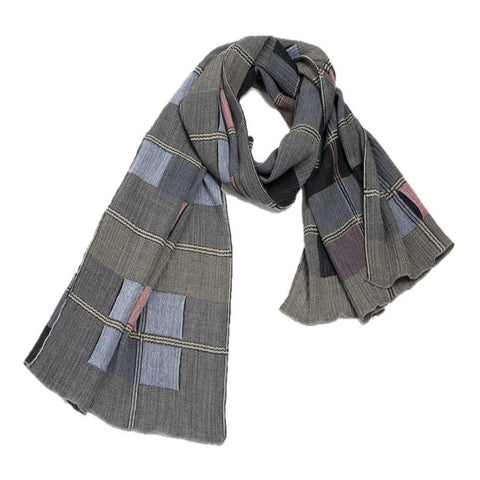 NUNO Shawl: "Window Panes" (Red/Blue)