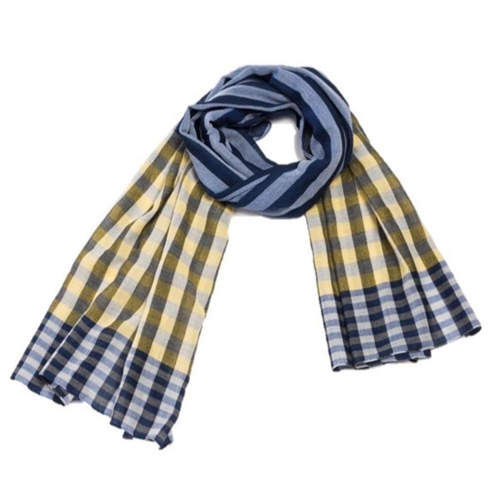 NUNO Scarf: "Danshichi Stripe" Scarf (Blue/Yellow)