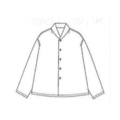 NUNO Shawl Collar Blouse: "Forest for the Trees" (Navy w/ Camel Embroidery)