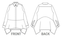 NUNO Flared Blouse: "Wool Lawn" (Green on Dark Brown)