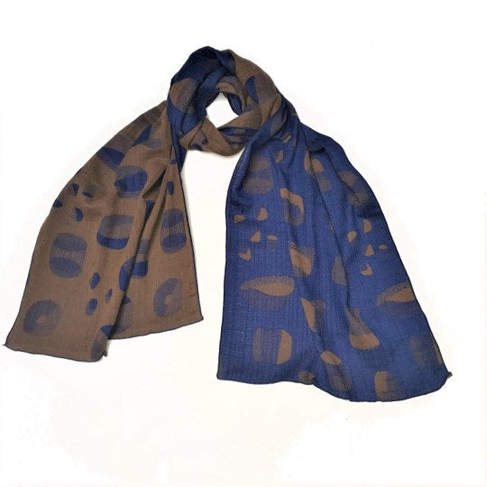 NUNO Scarf: "Space Debris" (Cobalt Blue/Caramel)