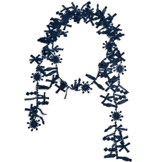 NUNO Lace Necklace: "Water Wheel" (Navy)